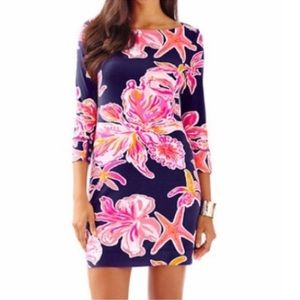 Lilly Pulitzer Sophie Dress VGUC Bright Navy Via Sunny Size Large